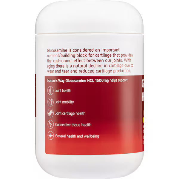 Nature’s Way Glucosamine 1500mg Tablets 180 Pack – Joint Support Supplement Bottle with High-Strength Glucosamine Sulfate for Mobility and Cartilage Health.