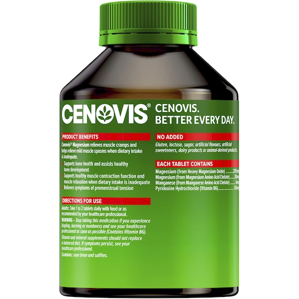 Cenovis Magnesium Tablets 200 Pack – Muscle Health Supplement for Energy, Recovery, and Cramp Relief