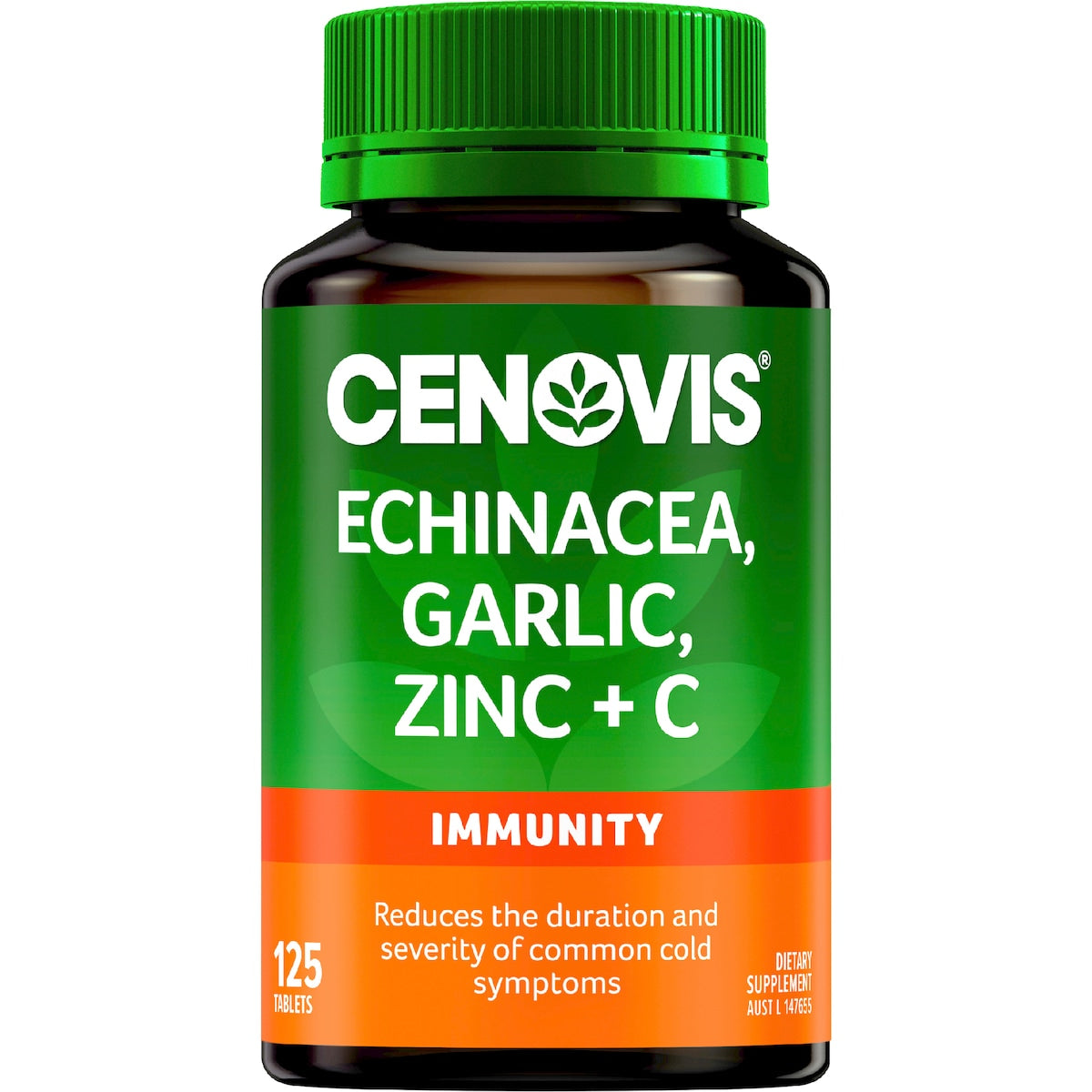 Cenovis Echinacea Garlic Zinc & Vitamin C tablets 125 pack – immune support supplement for health and wellness.