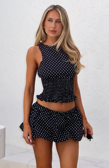 Runaway Heart Top Black/White Polka Dot | Women’s Top