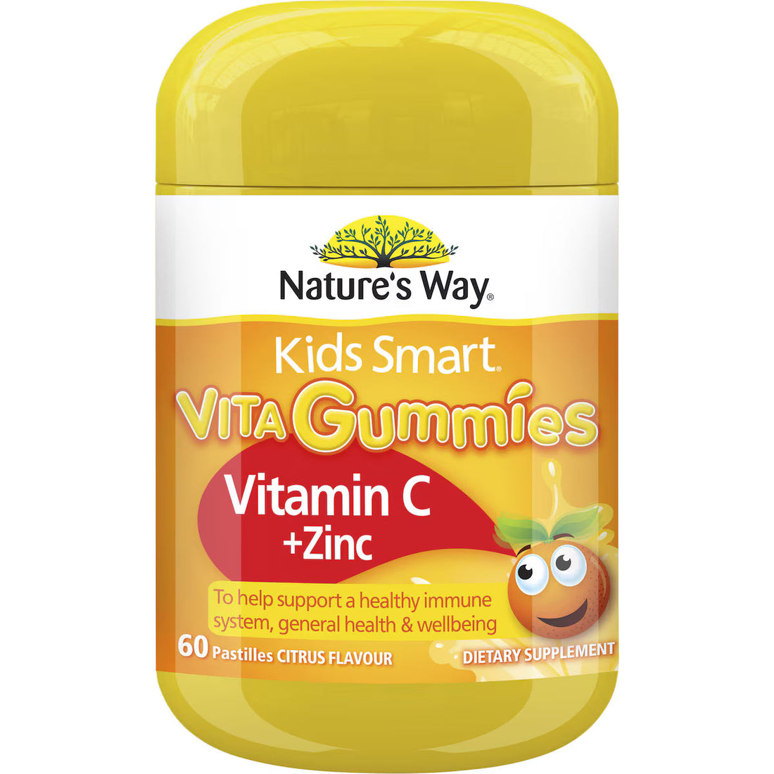 Nature's Way Kids Smart Vita Gummies Vitamin C + Zinc 60 Pack – A bottle of vitamin C and zinc gummies designed for children's health, offering immune support in a fun and tasty format.