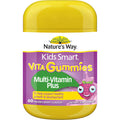 Nature's Way Kids Smart Vita Gummies Multi + Vegies 60 Pack – colorful children’s multivitamin gummies with added vegetable nutrients in a clear plastic jar.