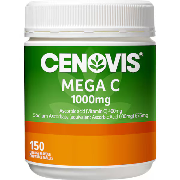 Cenovis Mega C 1000mg Chewable Tablets 150 Pack – Vitamin C Immune Support Supplement Bottle
