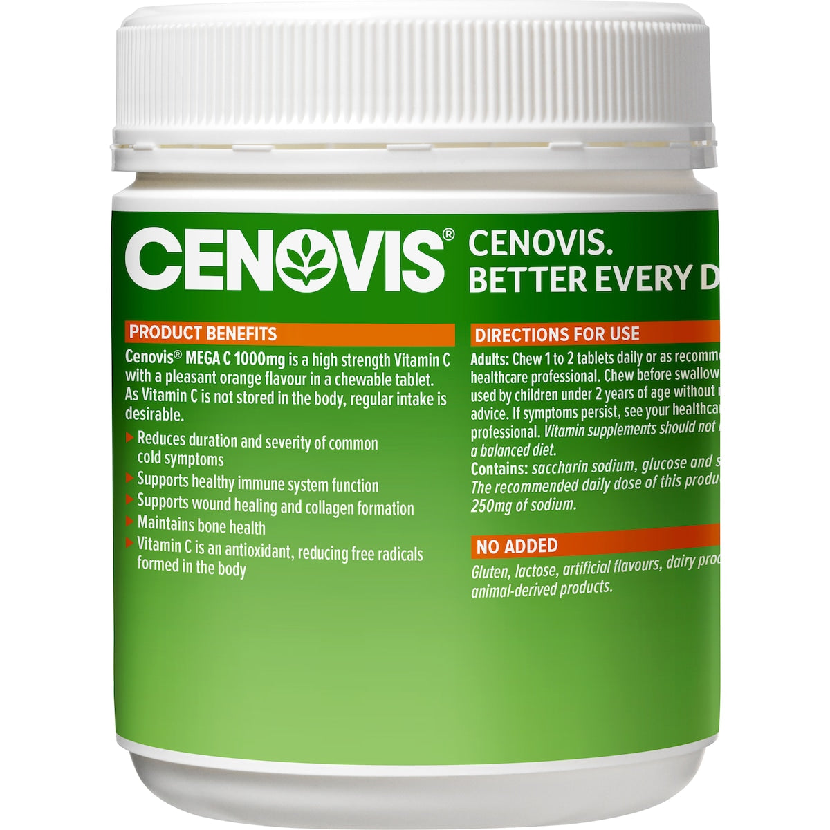 Cenovis Mega C 1000mg Chewable Tablets 150 Pack – Vitamin C Immune Support Supplement Bottle