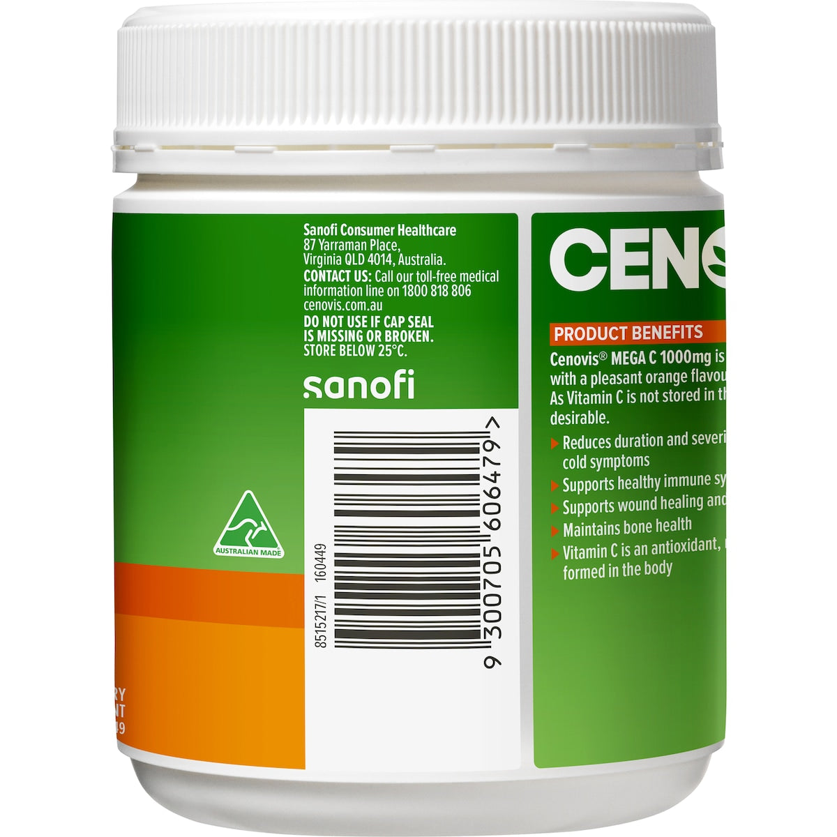 Cenovis Mega C 1000mg Chewable Tablets 150 Pack – Vitamin C Immune Support Supplement Bottle