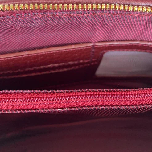 LeatherLuxe dark red genuine leather clutch bag with detachable crossbody and shoulder strap, premium women’s evening purse with gold hardware