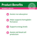 Cenovis Iron Plus Tablets for Women’s Health 80 Pack – Iron supplement supporting energy levels and reducing tiredness, formulated for women’s daily health.