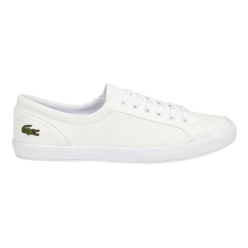 Lacoste Lancelle Leather Lace-Up Sneaker in White, view 1