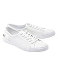 Lacoste Lancelle Leather Lace-Up Sneaker in White, featuring a sleek leather upper with lace-up closure for a stylish, versatile look.
