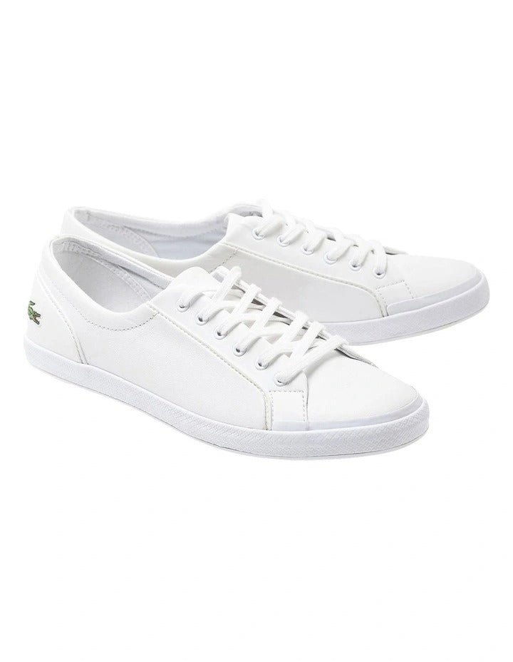 Lacoste Lancelle Leather Lace-Up Sneaker in White, view 2