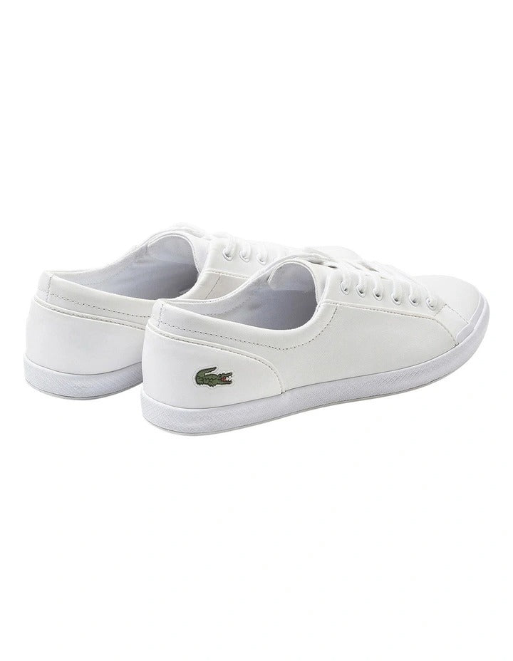 Lacoste Lancelle Leather Lace-Up Sneaker in White, view 4