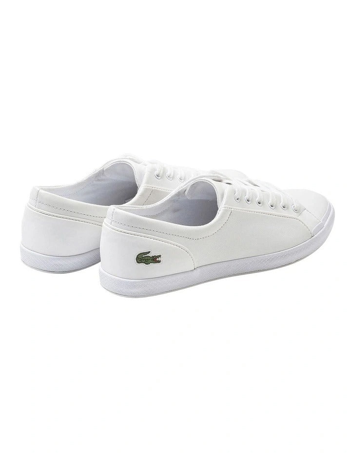 Lacoste Lancelle Leather Lace-Up Sneaker in White, view 5