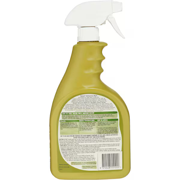 Yates Insect Spray Nature's Way All Purpose 750ml bottle designed for effective pest control in gardens, with natural ingredients.