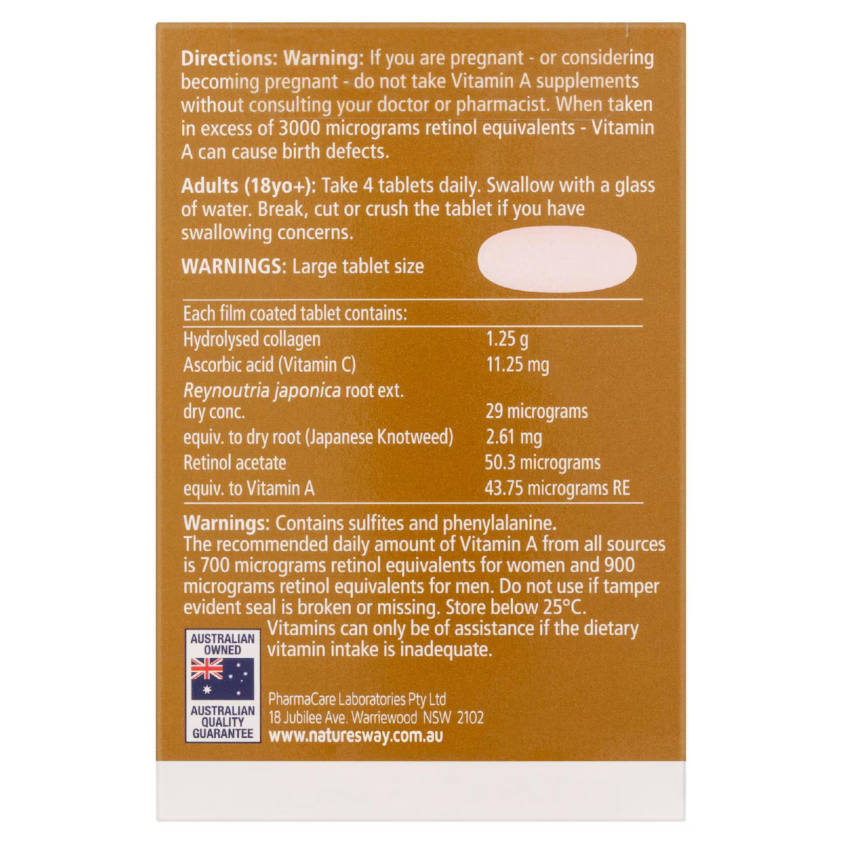 Nature's Way Beauty Collagen Mature Skin Film Coated Tablets 120 Pack, designed to support healthy skin and promote a youthful appearance with collagen supplements for mature skin.