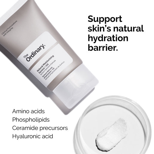 The Ordinary Natural Moisturizing Factors + HA 30mL bottle with moisturizing ingredients for hydration and skin care.