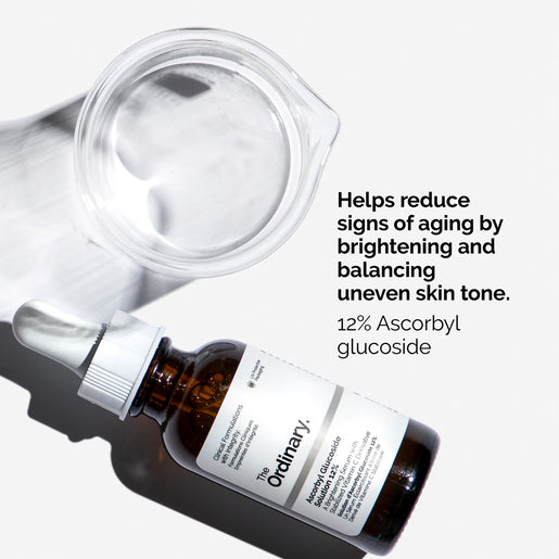 The Ordinary Ascorbyl Glucoside Solution 12% 30mL skincare serum bottle.&nbsp;