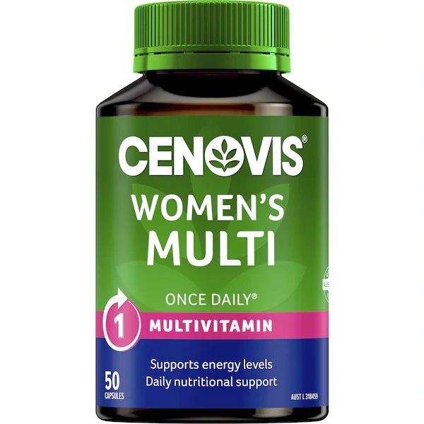 Cenovis Women’s Multivitamin Capsules 50 pack – daily multivitamin supplement for women supporting energy, immunity, and overall health.