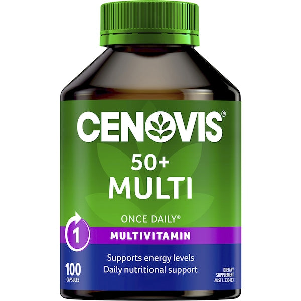 Cenovis 50+ Multivitamin Capsules 100 pack – Daily multivitamin for energy, immune support, and overall vitality for adults over 50.