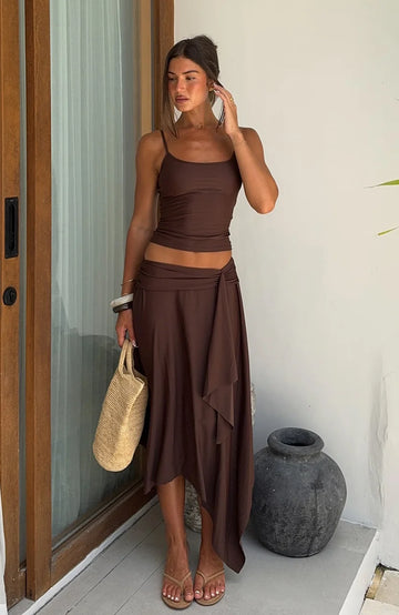Free All Night Midi Skirt Chocolate | Women's Skirt