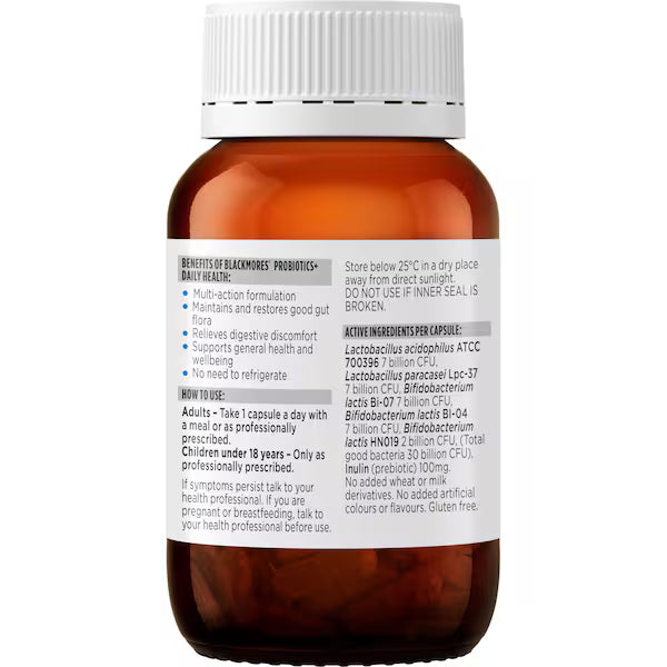 Blackmores Probiotics+ Daily Health Gut Health Vitamin Capsules 30 pack, view 3