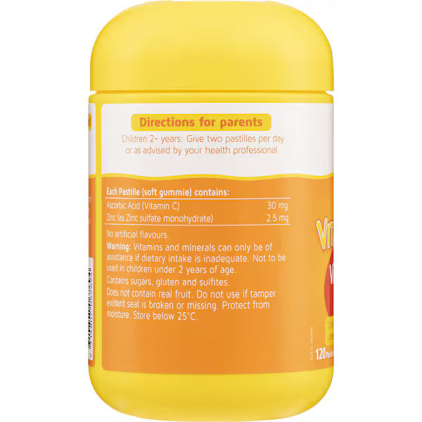 Nature's Way Kids Smart Vita Gummies Vitamin C Plus Zinc 120 pack, packed with essential vitamins and minerals for immune support and overall health for children.
