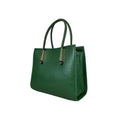 LeatherLuxe Green Women’s Leather Handbag — Stylish shoulder and crossbody bag made from premium genuine leather with gold-tone hardware.
