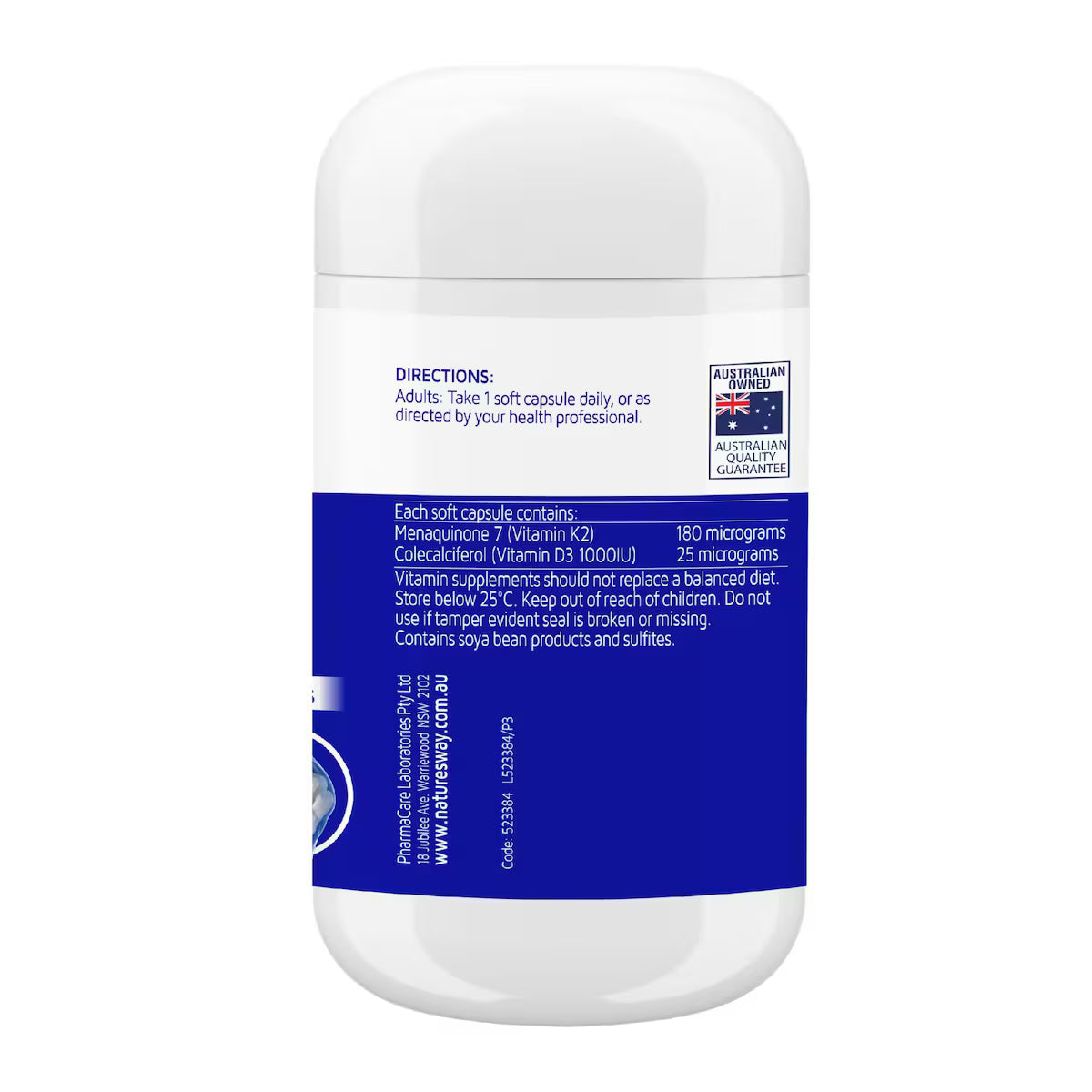 Nature’s Way Vitamin K2 + D3 30 Tablets bottle – bone health and immune support supplement with essential vitamins for calcium absorption.