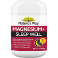 Nature’s Way Magnesium+ Sleep Well Tablets 60 Pack bottle on a white background — dietary supplement for relaxation, better sleep, and muscle recovery.