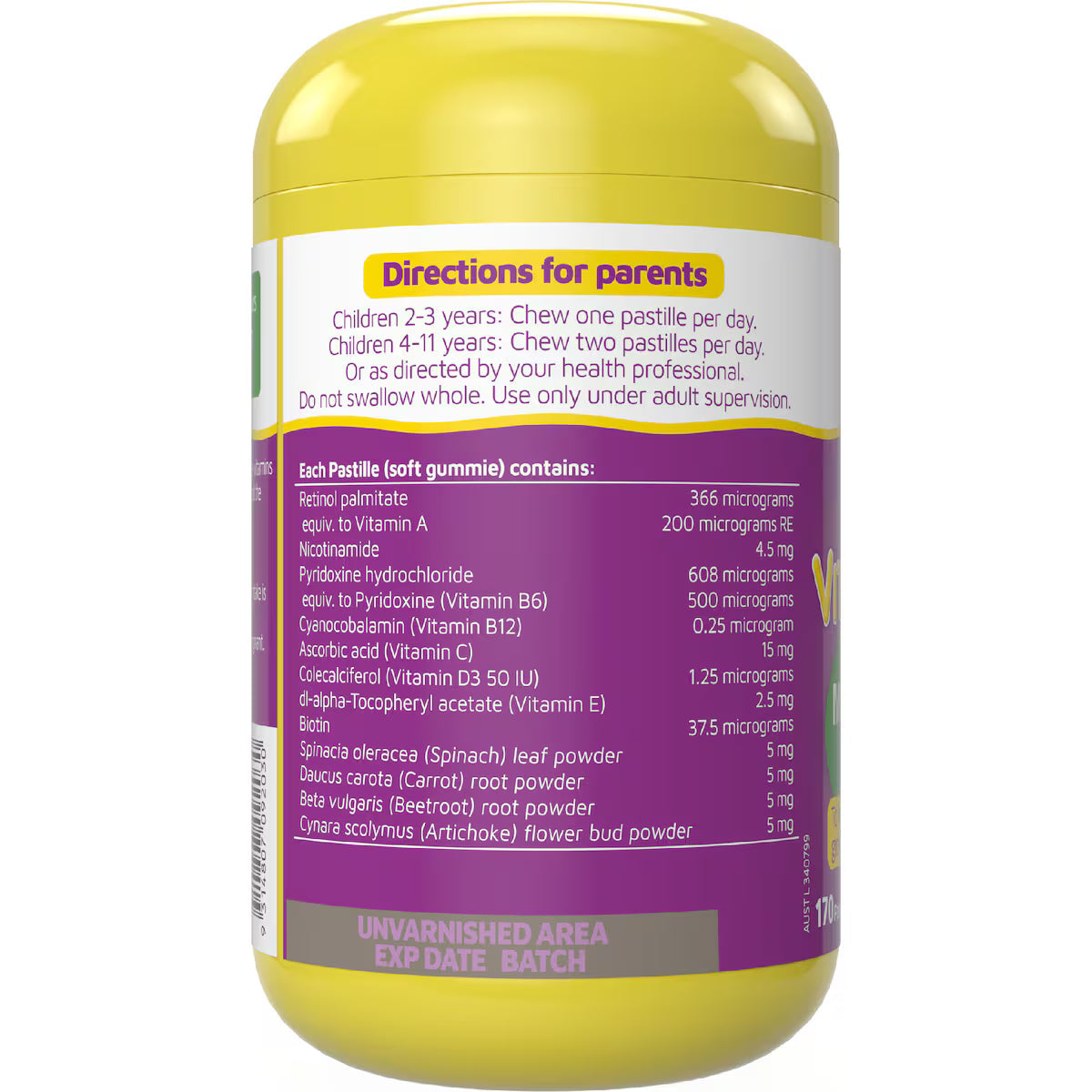 Nature’s Way Kids Smart Vita Gummies Multivitamin Plus 170 pack bottle with colorful fruit-shaped gummies for children’s daily vitamins and immune support.