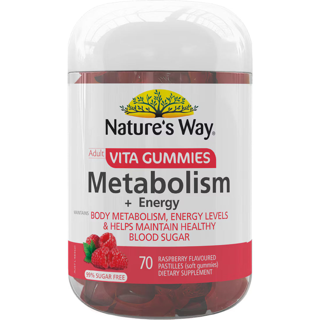 Nature's Way Adult Vita Gummies Metabolism + Energy 70 pack – energy boosting vitamin gummies for adults with B vitamins to support metabolism and vitality.
