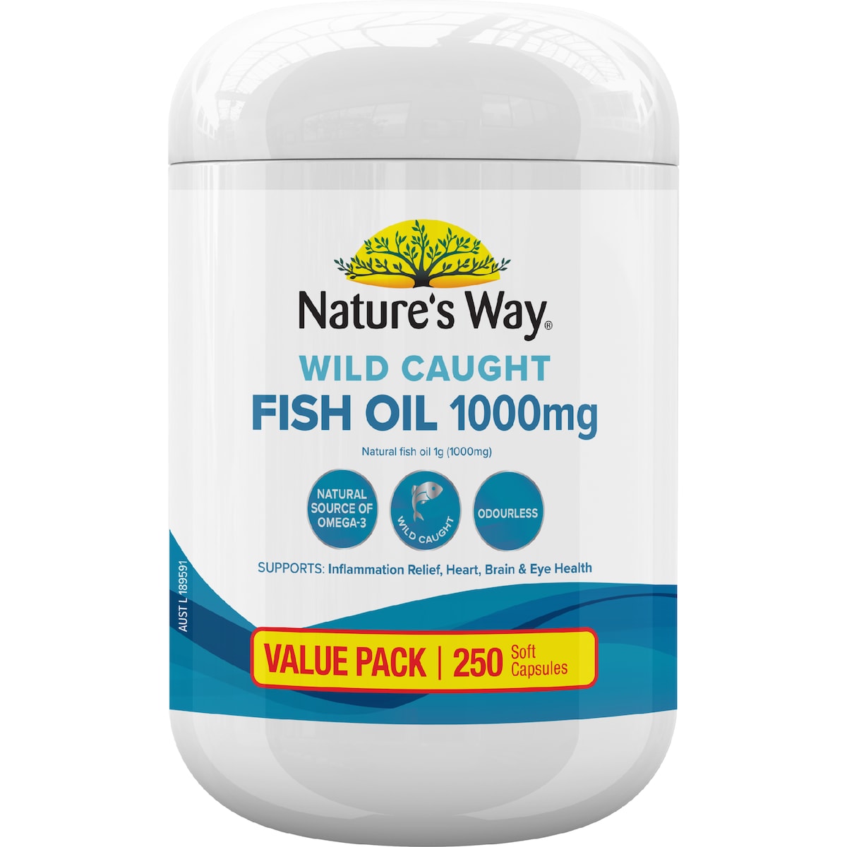 Nature's Way Wild Caught Fish Oil 1000mg Soft Capsules 250 pack – premium omega-3 supplement for heart, brain, and joint health.