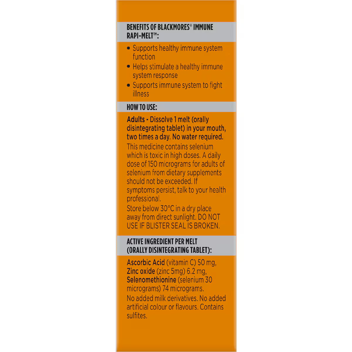 Blackmores Immune Rapi Melt Tablets 60 pack, view 3