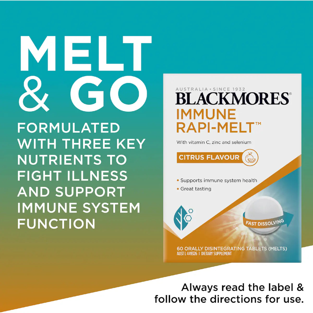 Blackmores Immune Rapi Melt Tablets 60 pack, view 6