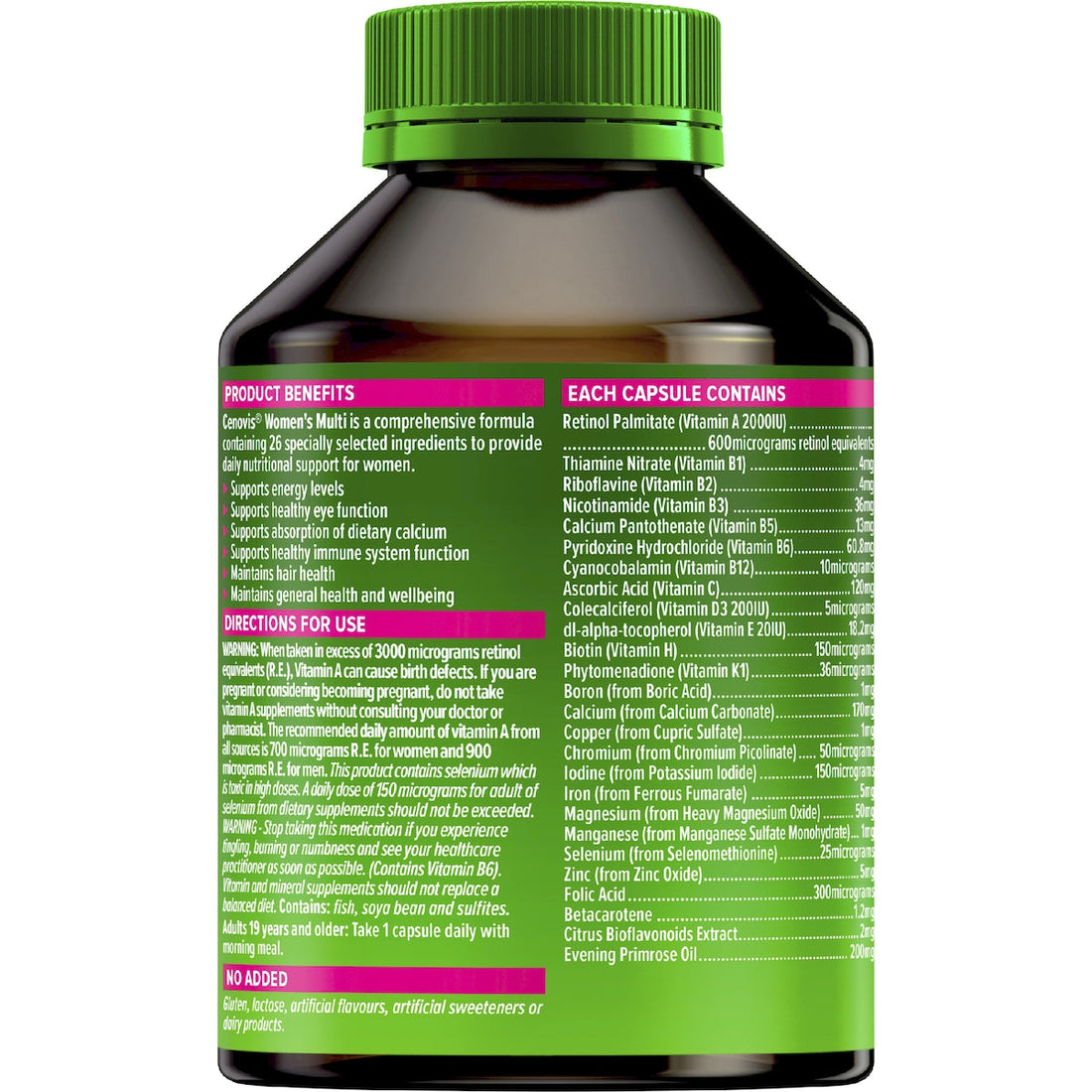 Cenovis Women’s Multivitamin Capsules 100 Pack – Daily Multi Vitamin for Energy, Health and Wellbeing