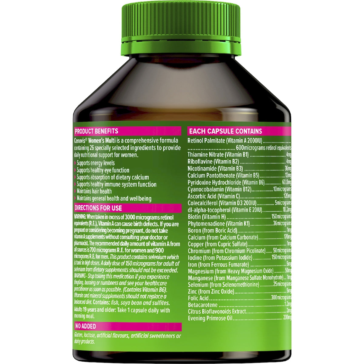 Cenovis Women’s Multivitamin Capsules 100 Pack – Daily Multi Vitamin for Energy, Health and Wellbeing