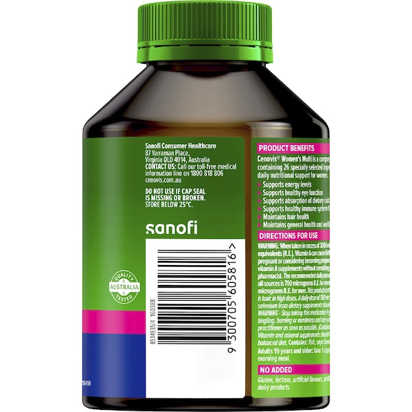 Cenovis Women’s Multivitamin Capsules 100 Pack – Daily Multi Vitamin for Energy, Health and Wellbeing
