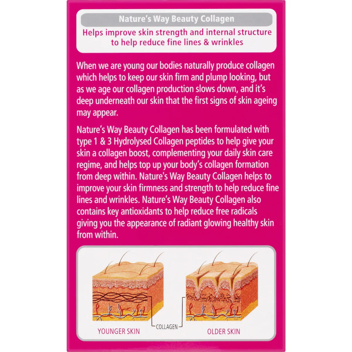 Nature’s Way Beauty Collagen Tablets 60 pack – skin-supporting supplement with hydrolysed collagen for radiant, youthful complexion.