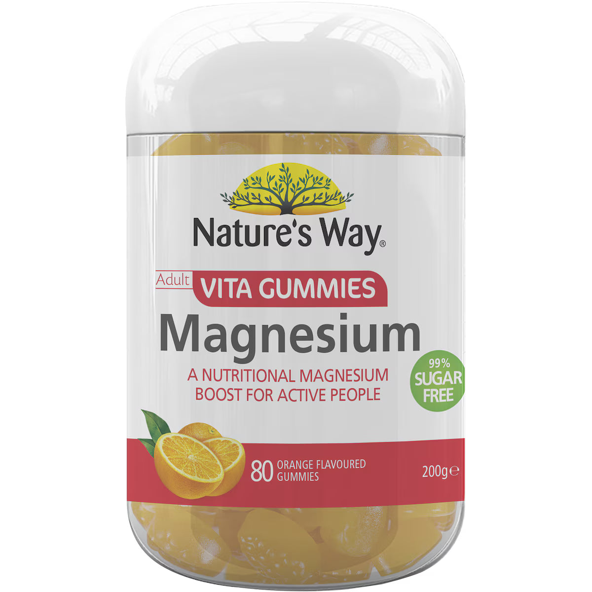 Nature's Way Magnesium Vita Gummies 80 pack bottle – magnesium supplement chewable gummies for muscle health, energy, and relaxation