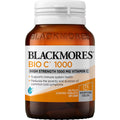 Blackmores Bio C 1000mg Vitamin C Immune Support Tablets 62 pack with a white bottle, showcasing the product label and packaging design.