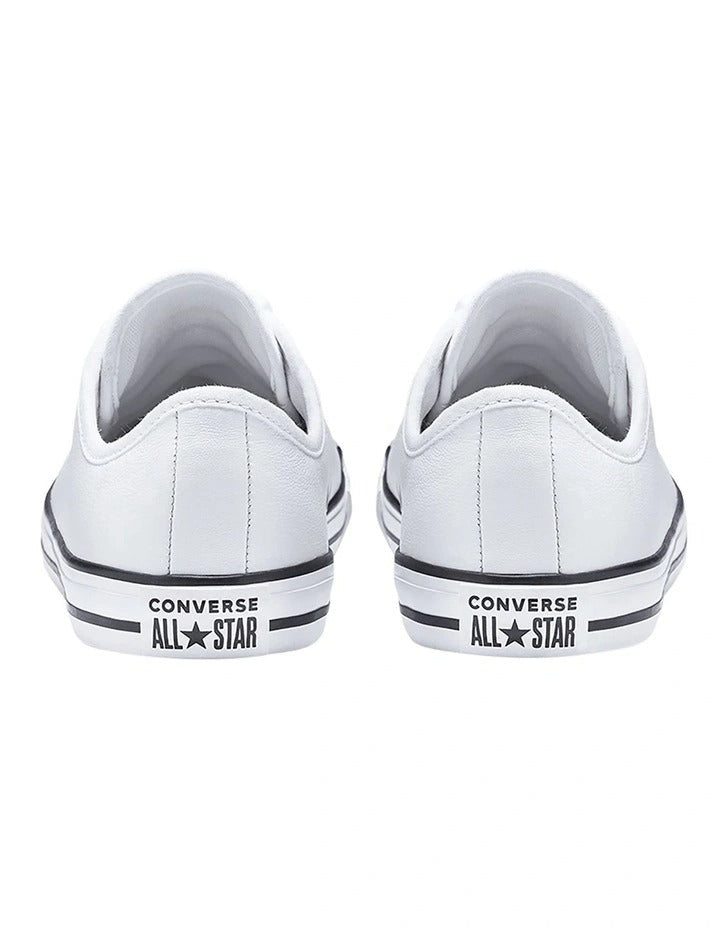 Converse Chuck Taylor All Star Dainty Leather Low Top Sneaker in White, featuring a sleek leather design and low-profile silhouette for a minimalist, stylish look.