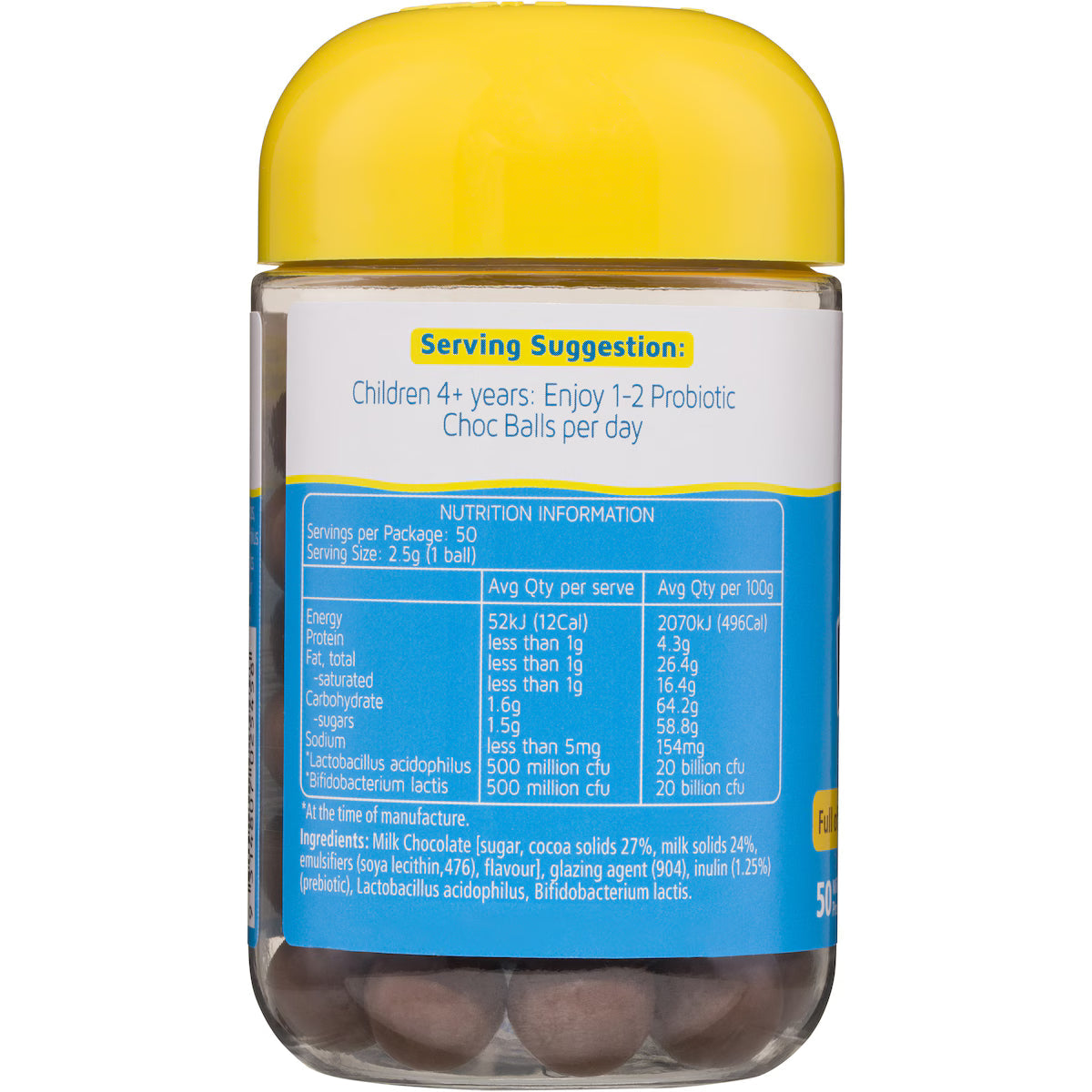 Nature's Way Kids Smart Probiotic Choc Balls 50 Pack – tasty chocolate probiotics for kids' digestive and immune health.