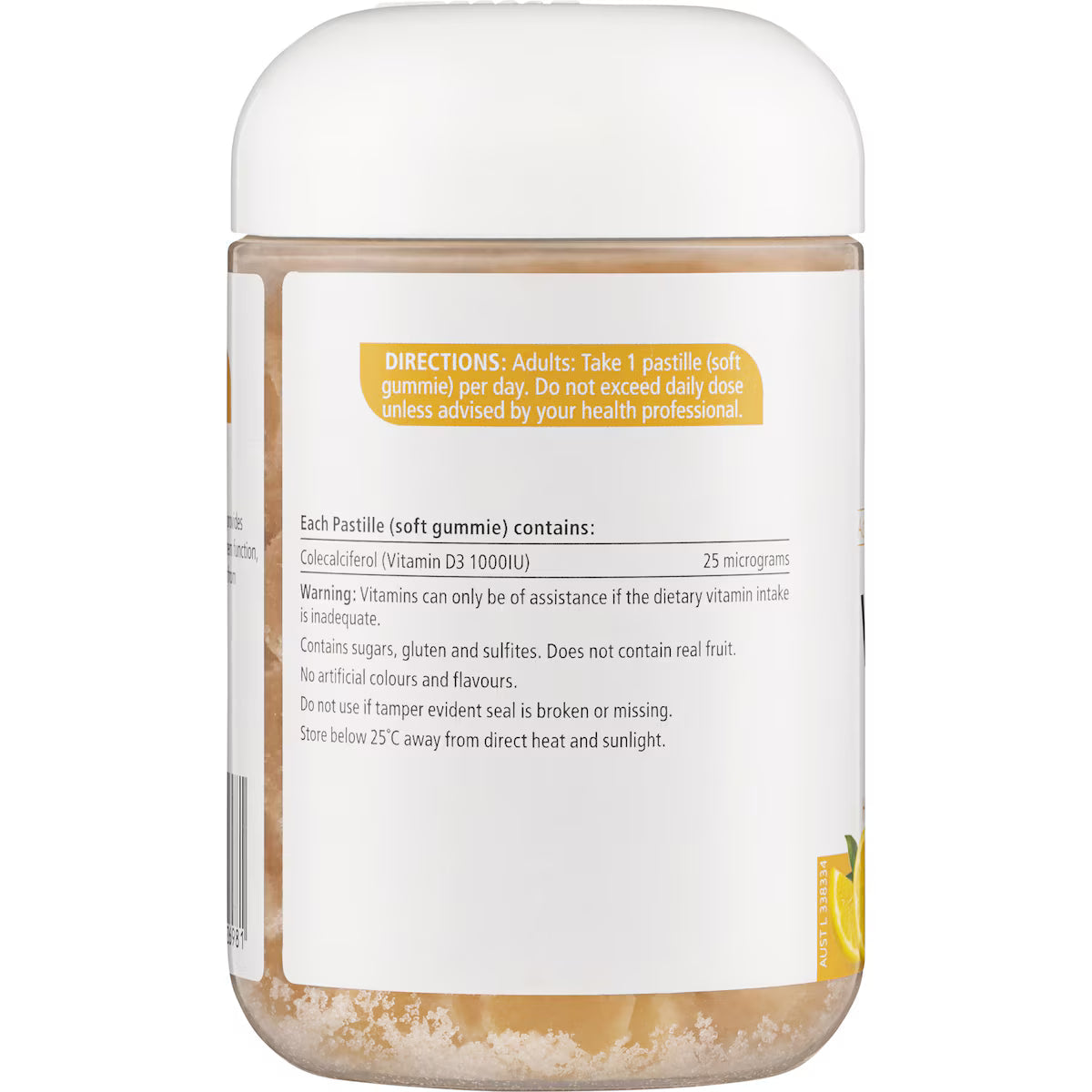 Nature's Way Vita Gummies Vitamin D 120 Pack – chewable vitamin D supplement for bone, teeth, and immune health – orange-flavored gummies in a yellow container.