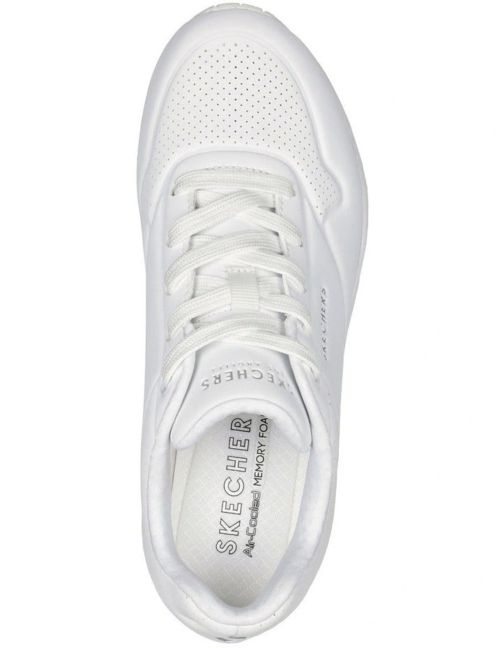Skechers Uno Stand On Air Sneaker in White with cushioned comfort and modern sporty style