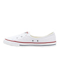 Converse Chuck Taylor All Star Ballet Lace Optical Sneaker in White, featuring a clean, low-profile design with ballet-inspired laces for a chic, feminine look.