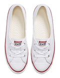 Converse Chuck Taylor All Star Ballet Lace Optical Sneaker in White, featuring a clean, low-profile design with ballet-inspired laces for a chic, feminine look.
