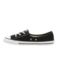 Converse Chuck Taylor All Star Ballet Lace Sneaker in Black, featuring a sleek, low-profile design with ballet-inspired laces for a feminine, stylish look.