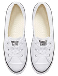 Converse Chuck Taylor All Star Ballet Lace Sneaker in White, offering a sleek, low-profile design with ballet-inspired laces for a feminine touch.