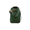 LeatherLuxe green crocodile-style mini handbag made of premium leather, featuring a sleek shoulder and crossbody strap — luxury designer accessory for women.