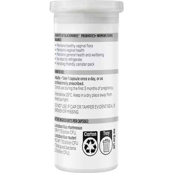 Blackmores Probiotics+ Women's Flora Balance Vitamin Capsules 30 pack, view 3