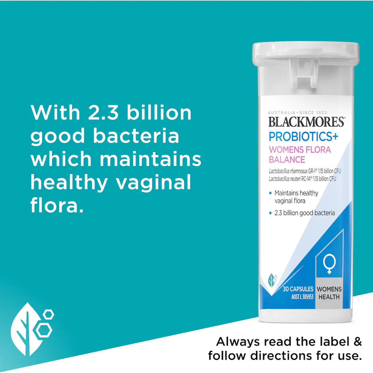 Blackmores Probiotics+ Women's Flora Balance Vitamin Capsules 30 pack, view 5
